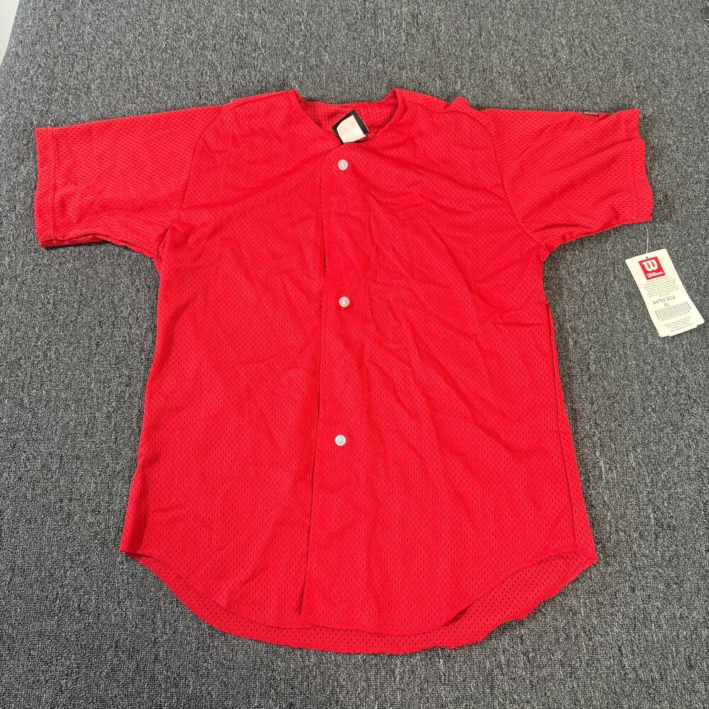 Vintage Y2k Wilson Button Front Mesh Jersey Baseball Red Youth XL New